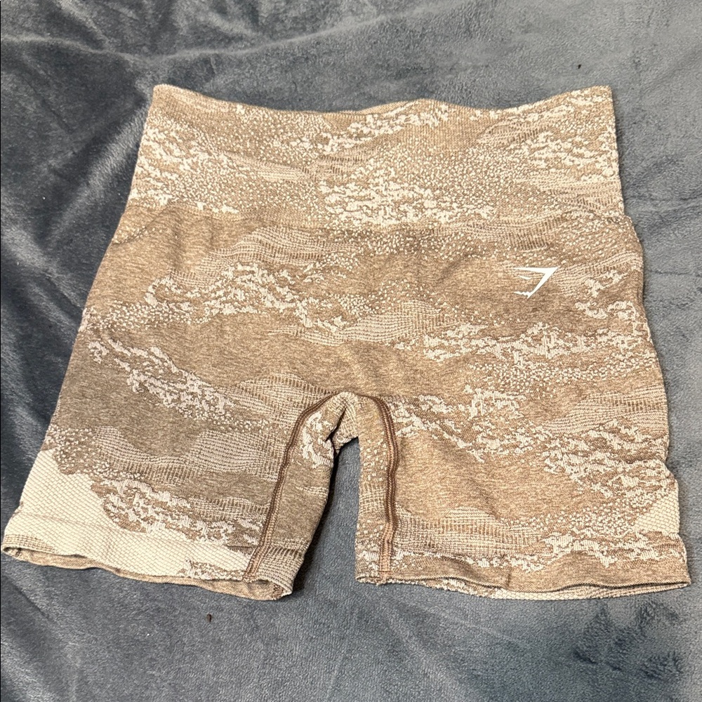Gymshark Tan Patterned Bike Shorts